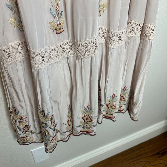 Sundance Boho Maxi Dress Large Blush/Ivory Floral Embroidered Sleeveless EUC - Picture 4 of 9